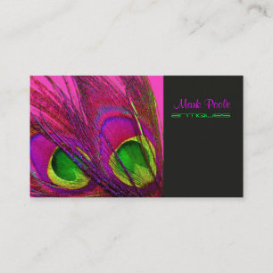 PixDezines Psychedelic Peacock, Neon/DJ-Schriftart Visitenkarte