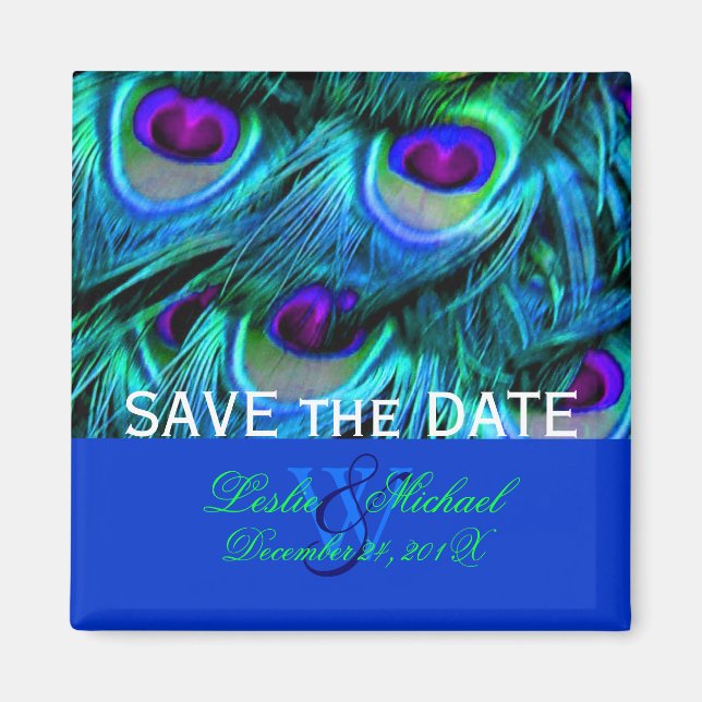 PixDezines Psychedelic Peacock, Save the Date Magnet (Vorne)
