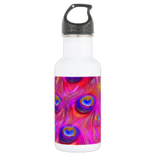 PixDezines Psychedelic Pink Pfauenfeder Trinkflasche