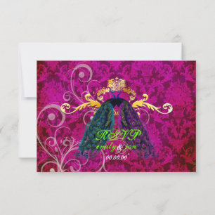 PixDezines psychedelische Pfauenfeder/hot pink RSVP Karte