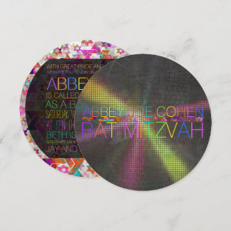 PixDezines psychedelische Sterne/Neon-/Bat-Mizwa Einladung
