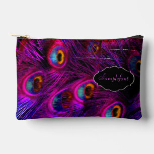 PixDezines psychedelischer Pfau/DIY-Text Zubehörtasche