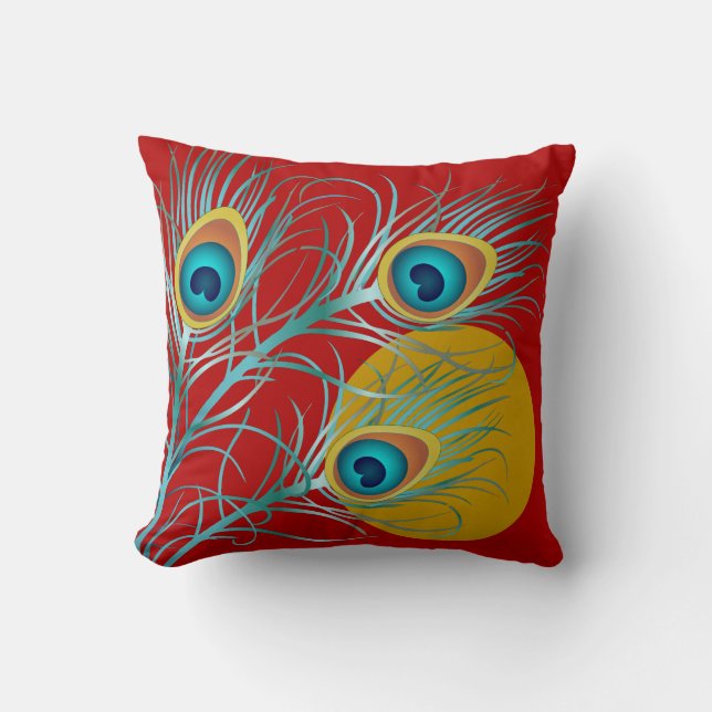 PixDezines psychedelischer Pfau/DJ-Hintergrund Kissen (Vorderseite)