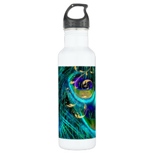 PixDezines psychedelischer Pfau+mit Filigran Trinkflasche