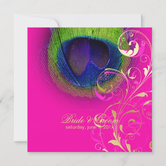 PixDezines Psychedelisches Pfauenauge/heißes Rosa Einladung (Vorderseite)