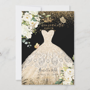 PixDezines Quinceanera Champagne Glitzer Gown Einladung