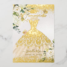 PixDezines Quinceanera Champagner Gold Glitzer Kle