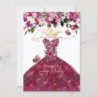 PixDezines Quinceanera Cherry Rotes Kleid Einladung