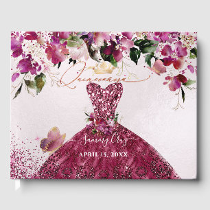 PixDezines Quinceanera Kirschrotes Kleid Gästebuch