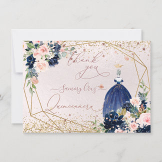 PixDezines Quinceanera Navy Blue Dankeschön Karte