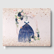 PixDezines Quinceanera Navy Rose Gold H2 Blume