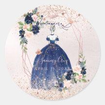 PixDezines Quinceanera Navy Rose Gold H2 Blume