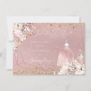 PixDezines Quinceanera Rose Gold Save the Date Einladung