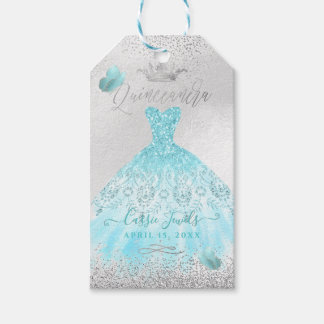 PixDezines Quinceanera Sparkle Blue Ombre Gown Geschenkanhänger