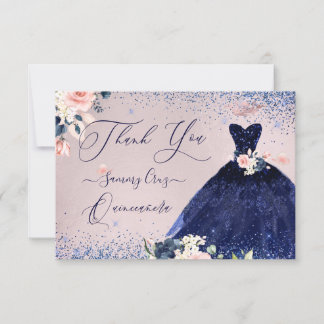 PixDezines Quinceanera Vielen Dank für Ihr Navy Bl Einladung