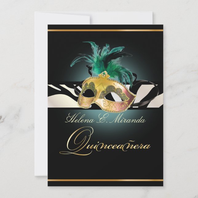 PixDezines Quincenera/aquamarin Zebra/DIY Farbe!! Einladung (Vorderseite)