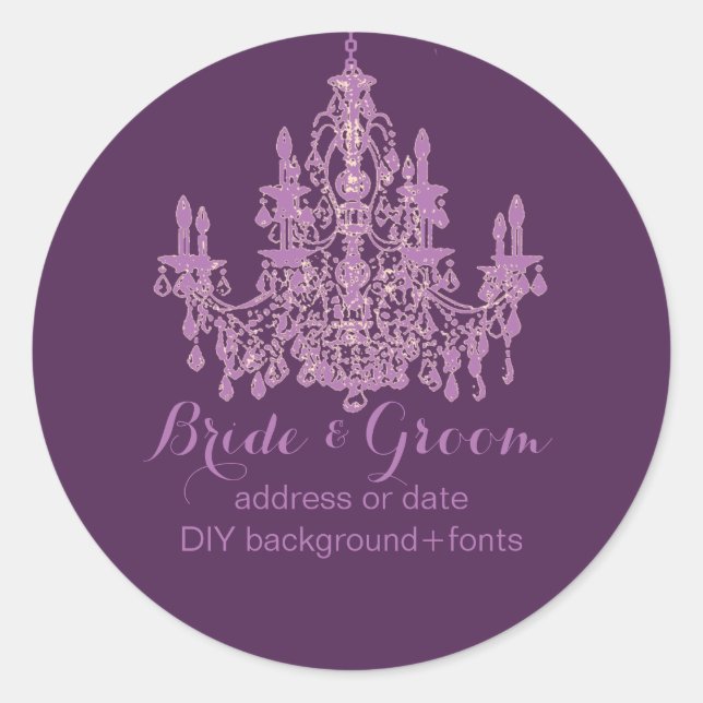 PixDezines Radiant Orchid Kronleuchter Runder Aufkleber (Vorderseite)