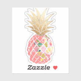 PixDezines Raspberry Aloha Ananas, Imitate Gold Aufkleber