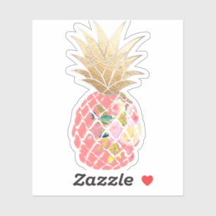 PixDezines Raspberry Aloha Ananas, Imitate Gold Aufkleber