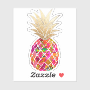 PixDezines Red Aloha Ananas, Imitate Gold Aufkleber