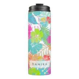 PixDezines Regenwald/Hibiskus/Orange/Gelb/Blau Thermosbecher