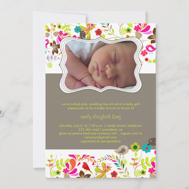 PixDezines Retro-Baum/DIY-Hintergrund+Schriftart Einladung (Vorderseite)