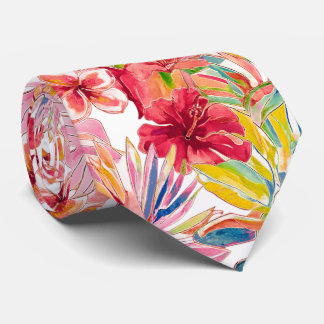 PixDezines Retro Bold H2 Hawaii Florale Foliage Krawatte