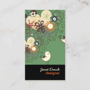 PixDezines RETRO CHICKS+SPIRALS/DIY Farben! Visitenkarte