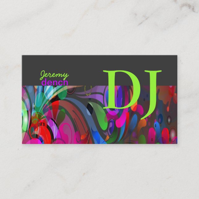 PixDezines Retro DJ+disco Wirbel Visitenkarte (Vorderseite)