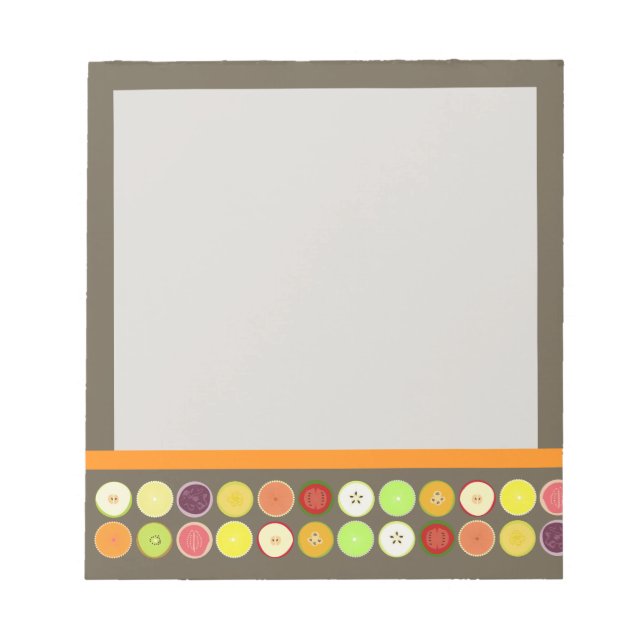 PixDezines Retro Fruchtsaft/Degenkorb Notizblock (Vorderseite)