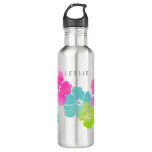PixDezines retro Hibiskus Edelstahlflasche
