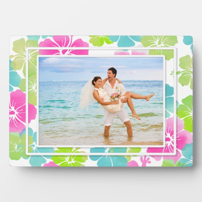 PixDezines Retro-Hibiskus Fotoplatte (Vorderseite)