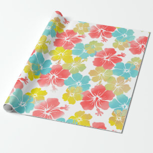 PixDezines Retro-Hibiskus Geschenkpapier