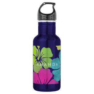 PixDezines retro Hibiskus Trinkflasche