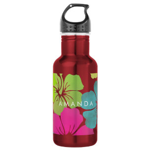 PixDezines retro Hibiskus Trinkflasche