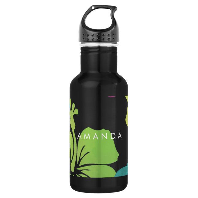 PixDezines Retro-Hibiskus Trinkflasche (Vorderseite)