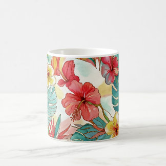 PixDezines Retro Hyper H2 Hawaii Floral Foliage Kaffeetasse