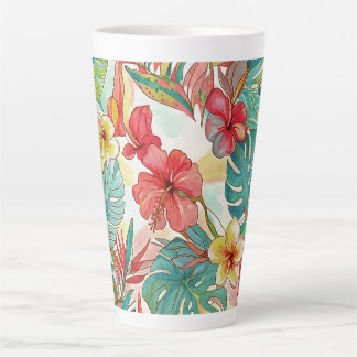 PixDezines Retro Hyper H2 Hawaii Floral Foliage Milchtasse