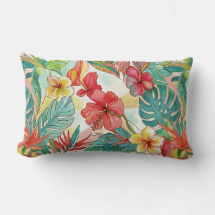 PixDezines Retro Hyper H2 Hawaii Florales Laubwerk Lendenkissen