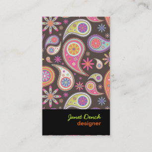 PixDezines Retro Paisley im Pastell Visitenkarte