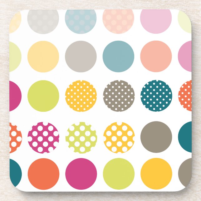 PixDezines Retro Polka Dots/DIY Hintergrundfarbe Getränkeuntersetzer (Vorderseite)