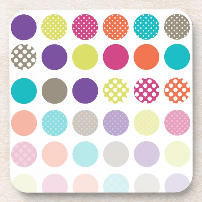 PixDezines Retro Polka Dots/DIY Hintergrundfarbe Untersetzer (Vorderseite)