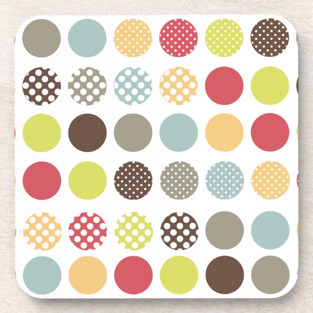 PixDezines Retro Polka Dots/DIY Hintergrundfarbe Untersetzer (Vorderseite)