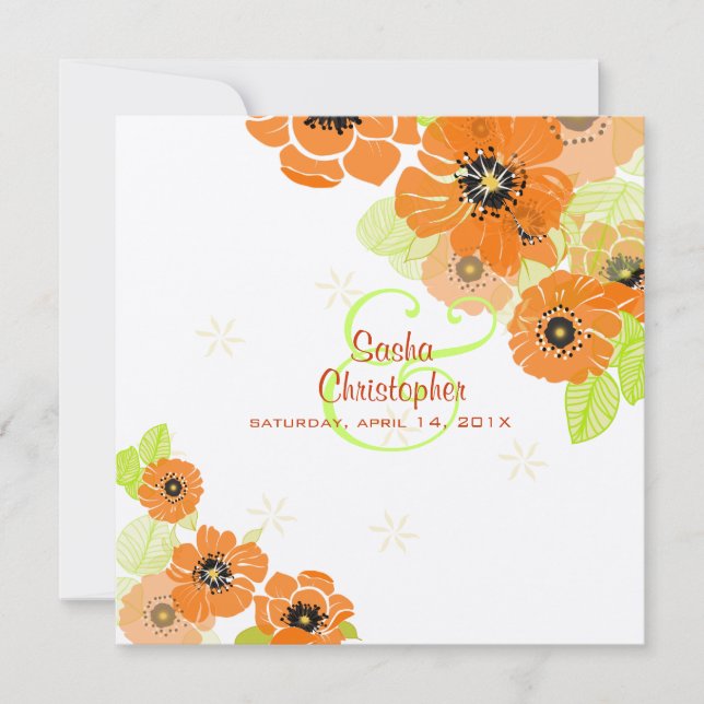 PixDezines Retro Poppies Wedding Einladungen (Vorderseite)