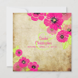 PixDezines Retro Poppies Wedding Einladungen