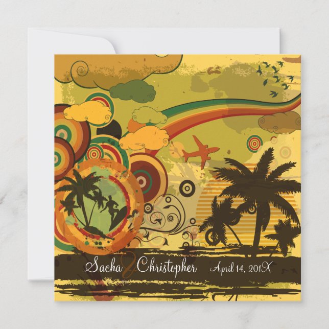 PixDezines Retro Surfer, Destination Events Einladung (Vorderseite)