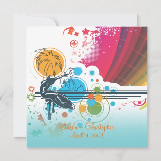 PixDezines Retro Surfer, Destination Events Einladung (Vorderseite)