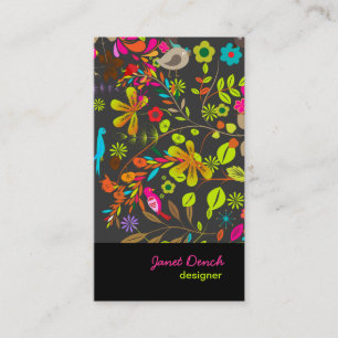 PixDezines Retro Tree, Neonfarben/dunkler Hintergr Visitenkarte