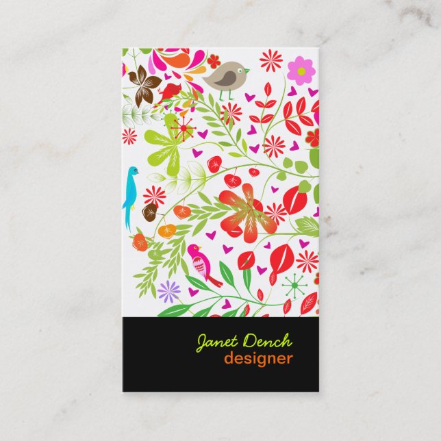 PixDezines Retro Tree Visitenkarte (Vorderseite)