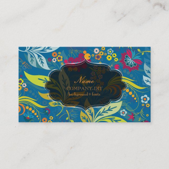 PixDezines Retroflora/DIY Hintergrundfarbe Visitenkarte (Vorderseite)